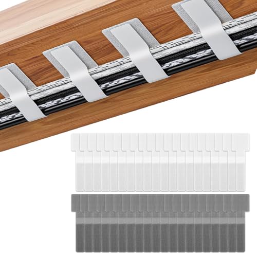 Serplex® 40Pcs Hook and Loop Cable Ties, Self Adhesive Hook and Loop Cable Straps, Reusable Wire Organizers for Cords, Cable Management Under Desk, Adjustable Cord Organizers for Desk, Home Office - Image 1