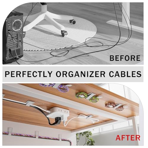 Serplex® 40Pcs Hook and Loop Cable Ties, Self Adhesive Hook and Loop Cable Straps, Reusable Wire Organizers for Cords, Cable Management Under Desk, Adjustable Cord Organizers for Desk, Home Office - Image 4