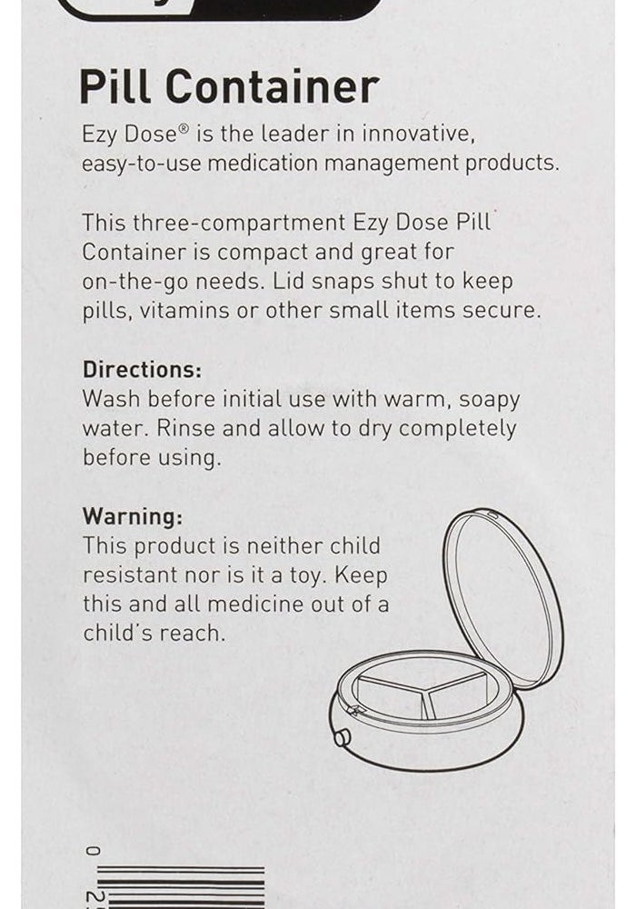 Ezy Dose Fashion Pill Holder - 3 Compartment Daily Pill Case - Image 2