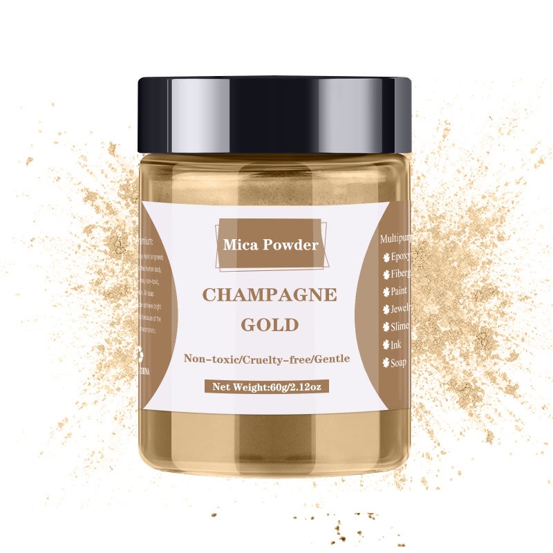 LightStone Mica Powder - 60g Mica Powder for Epoxy Resin - Pearl Pigment Powder Dye for Resin/Eye Shadow/Soap Making/Nails/Bath Bombs etc. (Champagne Gold) - Image 1
