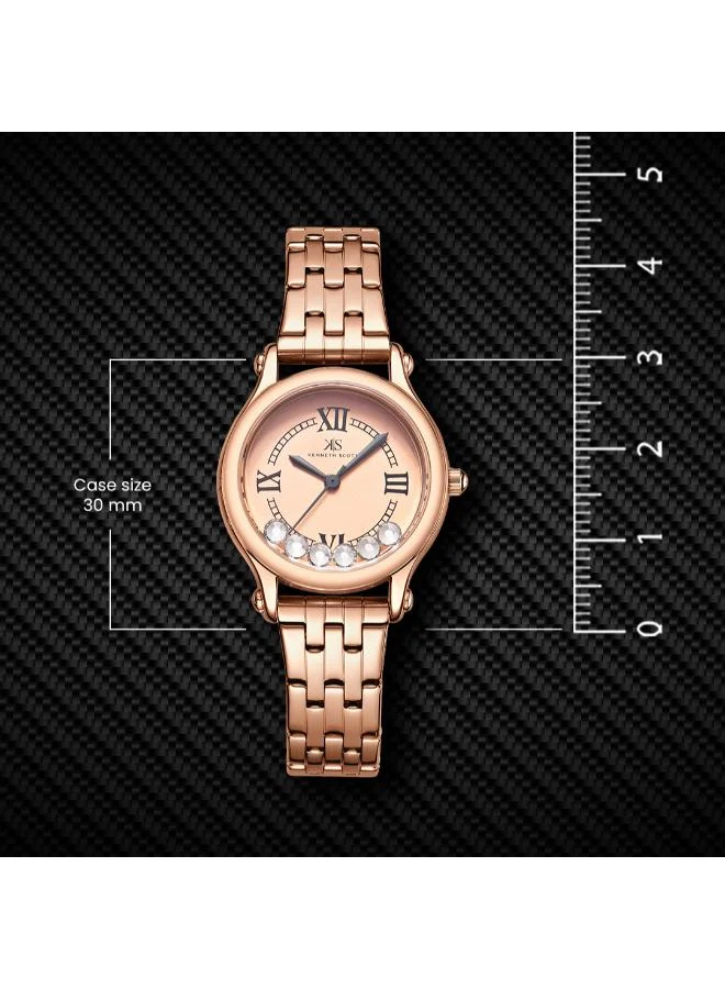 Kenneth Scott Rose gold Women's Stainless Steel Analog Watch K25510-RBKK - 30 mm for Women | Best Price UAE