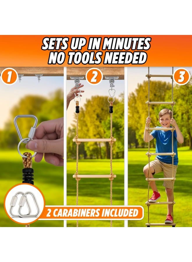 Trailblaze Wooden Climbing Rope Ladder for Kids - Kids Ninja Warrior Obstacle Course Accessories | Playset Rope Ladder for Swing Set Treehouse Bunkbed | Playground Ninja Obstacles Swing Rope Ladder - Image 3