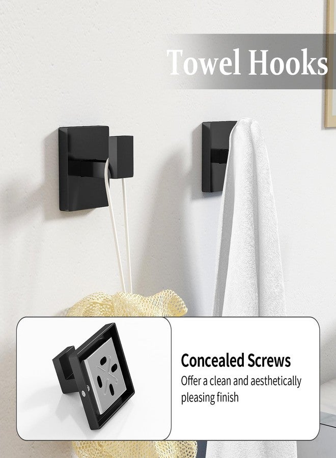 STWWO Matte Black Bathroom Accessories Hardware Set 5-Piece, Stainless Steel Towel Racks for Bathroom, 16 Inch Bath Towel Bar Set Wall Mounted - Image 4