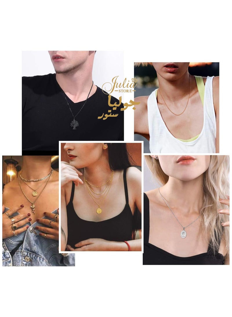 Julia Store 18K Gold Plated 316L Stainless Steel Chain Necklaces 2MM Rolo Cable Necklace, Hypoallergenic Chains for Pendant By Julia Store  - Image 3