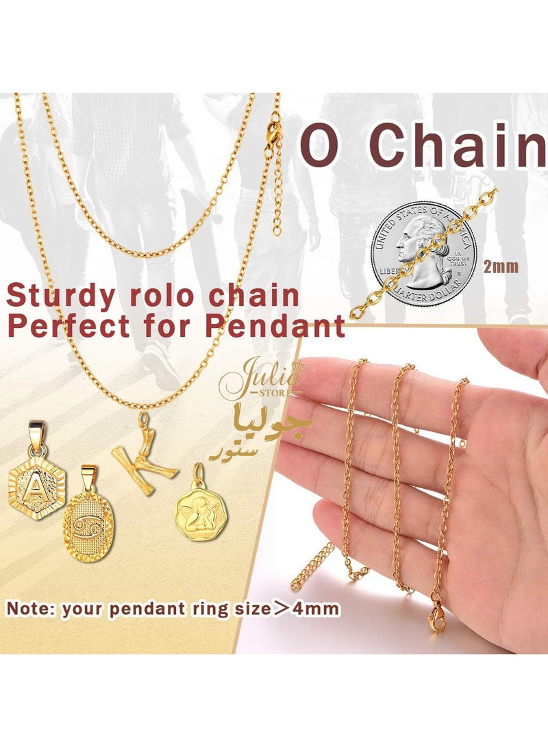 Julia Store 18K Gold Plated 316L Stainless Steel Chain Necklaces 2MM Rolo Cable Necklace, Hypoallergenic Chains for Pendant By Julia Store  - Image 4