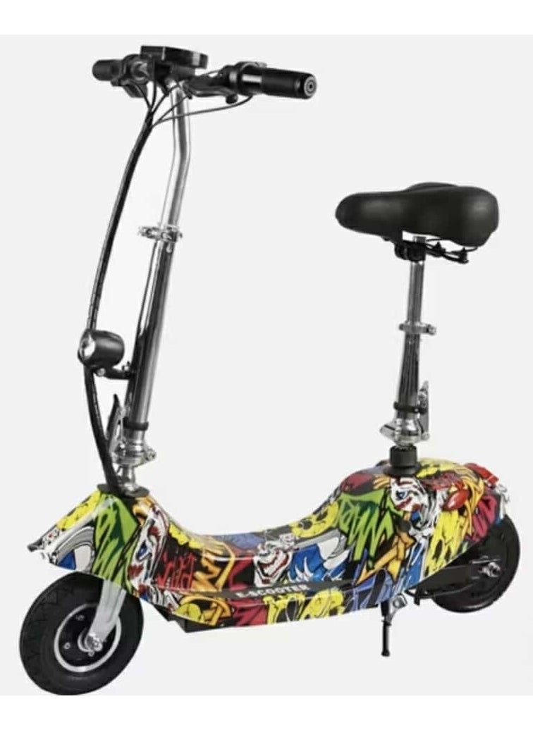 Generic 2-Wheeler Electric Scooter with Seat and Basket - Adjustable Height Handlebar Mini Portable Foldable Electric Lever Bike Scooter with Basket for Kids and Adult (with Charger) 