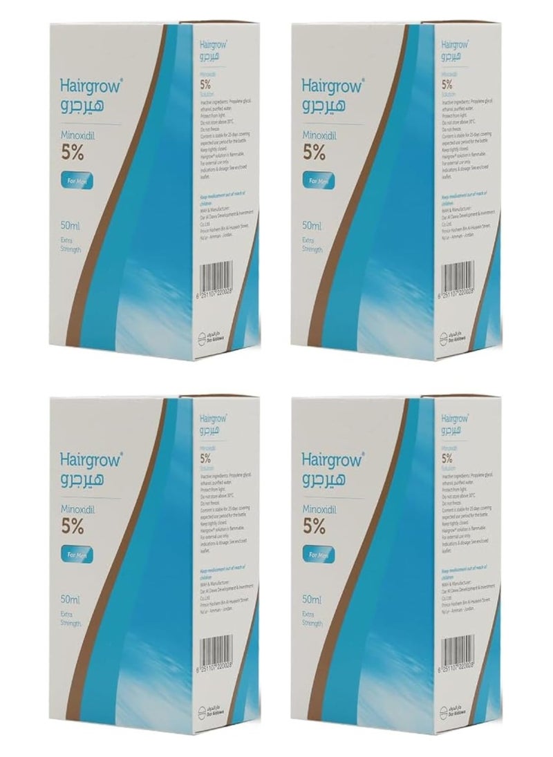 Hairgrow Hairgrow Minoxidil 5% Hereditary Hair Loss Treatment, 50ml (4 bottles)  - Image 1