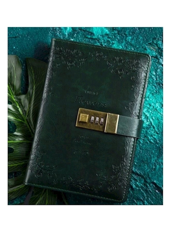NIBEMINENT PU Leather Cover European Vintage Style Lock Journal Dark green - Image 3