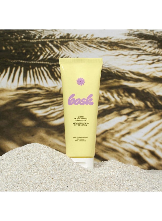 Bask Suncare SPF 50 Sheer Moisturizing Sunscreen Lotion - Broad Spectrum UVA/UVB Protection, Dermatologist Recommended, Hydrating, Lightweight & Fast Absorbing, No White Cast, Travel Size, 3.4 fl oz - Image 2