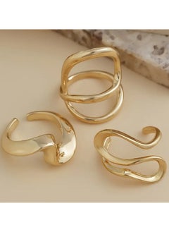 Goolsky Chic Liquid Lava Open Ring Set For Women - Vintage & Minimalist Style, Alloy, Perfect Gift For Friends, Fashionable Party Accessory  - Image 1