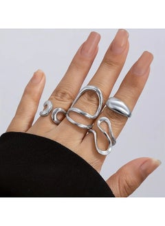 Goolsky Chic Liquid Lava Open Ring Set For Women - Vintage & Minimalist Style, Alloy, Perfect Gift For Friends, Fashionable Party Accessory  - Image 5