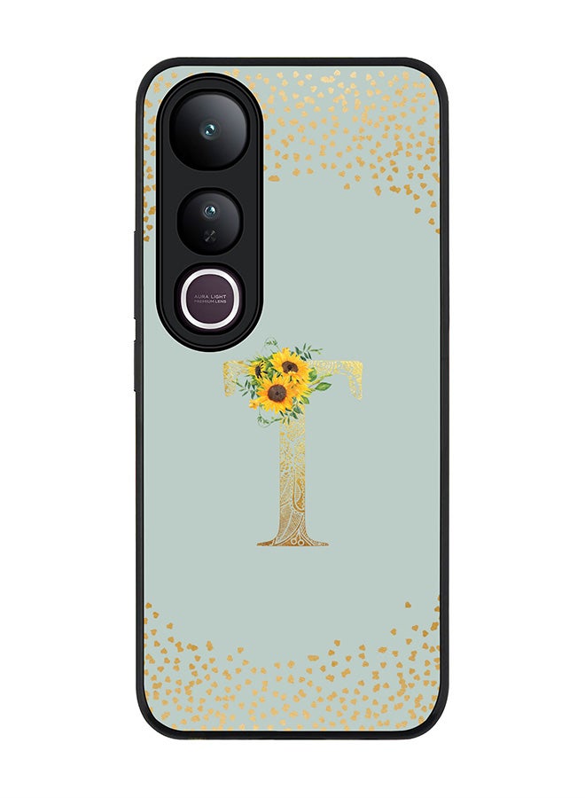 Stylizedd For vivo V50 Lite Case,Slim fit Camera Protection, Shockproof Thin Phone cover  - Custom Floral Monogram - T  (Light Grey )