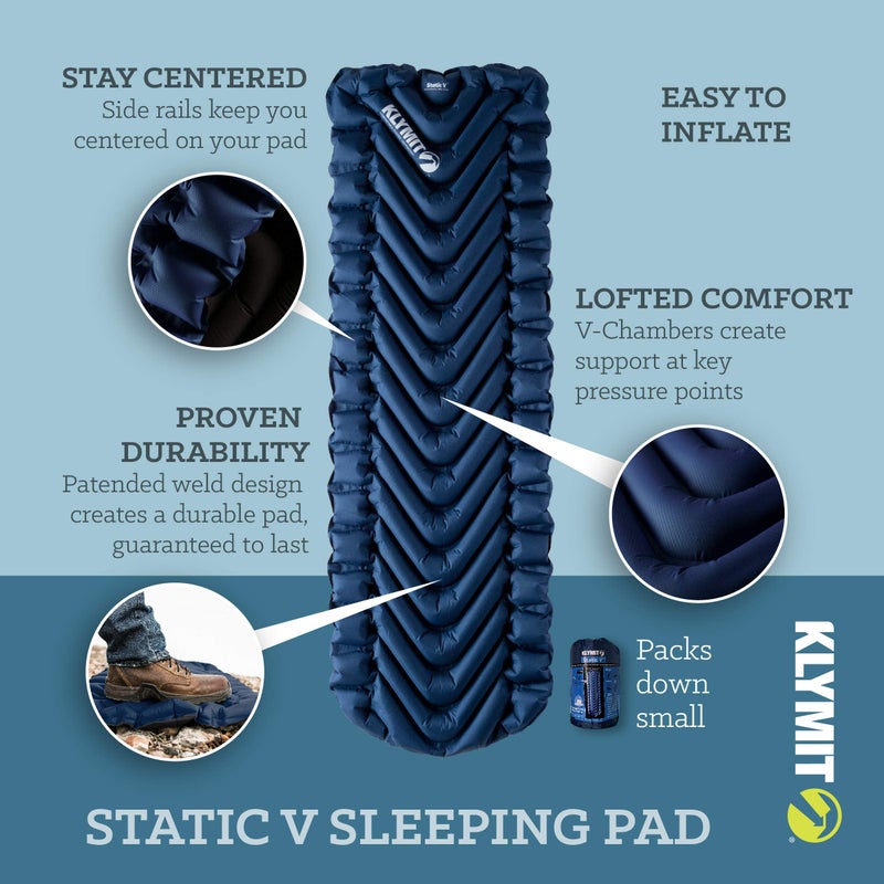 KLYMIT Static V Lightweight Inflatable Sleeping Pad | Comfortable, Easy to Inflate Camping Air Mattress for Backpacking and Hiking - Image 2