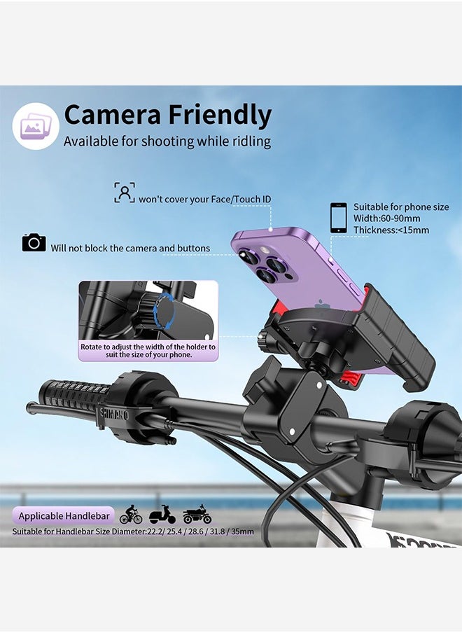 Lemon - Bike Phone Mount Holder, Motorcycle Phone Mount for Electric Scooter, Mountain, Dirt Bike and Motorcycle - 360° Rotate Suitable for iPhone & Android Smartphones from 4.5-7.0 inches - Image 1