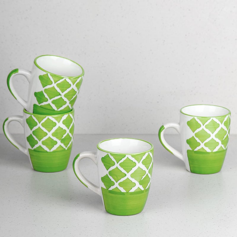The Earth Store Green Moroccan Ceramic Coffee Mug 250ML, Microwave & Dishwsher Safe Tea, Milk Mug, Ideal for Home, Office, Gifting and Daily Use Set of 4 - Image 5