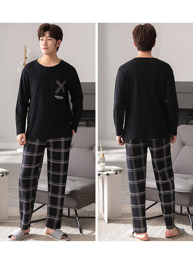 3-Piece Men's Pajamas Set, Skin-friendly Cotton Home Wear Set, Lattice Simple Robe, Long Cotton Sleepwear Suit, Soft Men Pyjamas Set, Loose Skin Friendly Loungewear, Black - pzsku/ZF788D148A0539366B93AZ/45/_/1706070983/a54d32cc-a1ea-4184-be71-ffb3308720c6