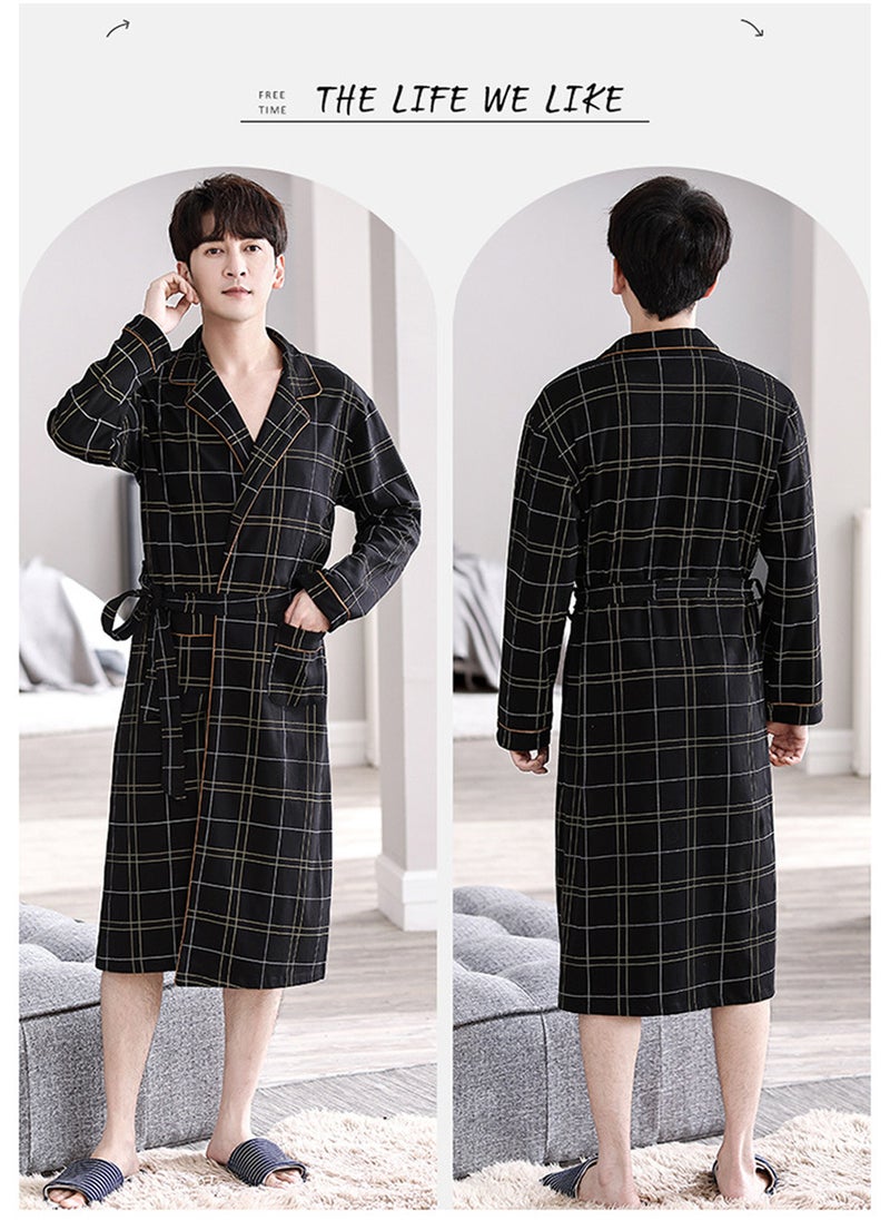 3-Piece Men's Pajamas Set, Skin-friendly Cotton Home Wear Set, Lattice Simple Robe, Long Cotton Sleepwear Suit, Soft Men Pyjamas Set, Loose Skin Friendly Loungewear, Black - pzsku/ZF788D148A0539366B93AZ/45/_/1706070983/dd69786c-5ebe-4636-94f5-9af85ac5b648