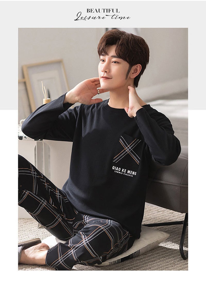 3-Piece Men's Pajamas Set, Skin-friendly Cotton Home Wear Set, Lattice Simple Robe, Long Cotton Sleepwear Suit, Soft Men Pyjamas Set, Loose Skin Friendly Loungewear, Black - pzsku/ZF788D148A0539366B93AZ/45/_/1706070993/af0ab3ee-e6e0-4368-812b-b0822b418f67