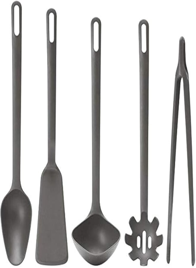 jqm Fulländad 5-Piece Kitchen Utensil Set, Grey