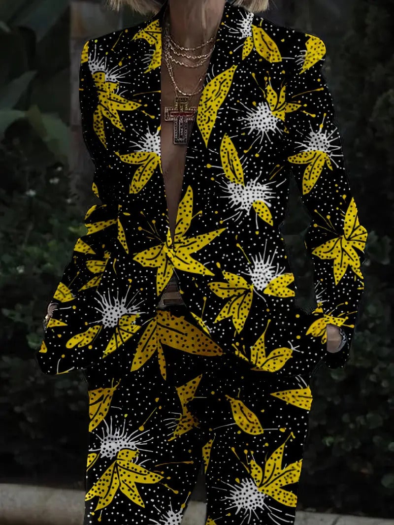 2024 Four Seasons Trend New Casual Flower Covered Suit Long Sleeve Trousers Suit Mr7 Wl008 - Image 2