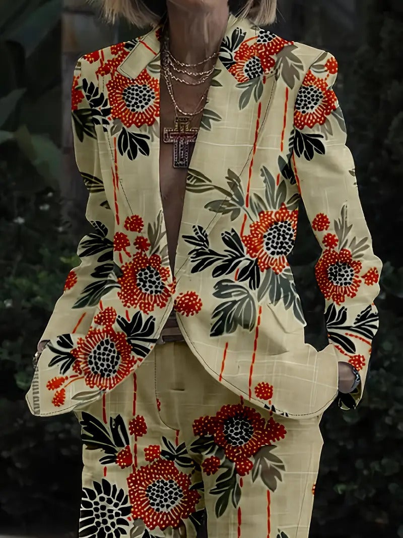 2024 Four Seasons Trend New Casual Flower Covered Suit Long Sleeve Trousers Suit Mr7 Wl008 - Image 1