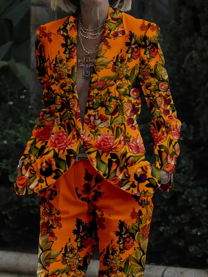 2024 Four Seasons Trend New Casual Flower Covered Suit Long Sleeve Trousers Suit Mr7 Wl008 - Image 4
