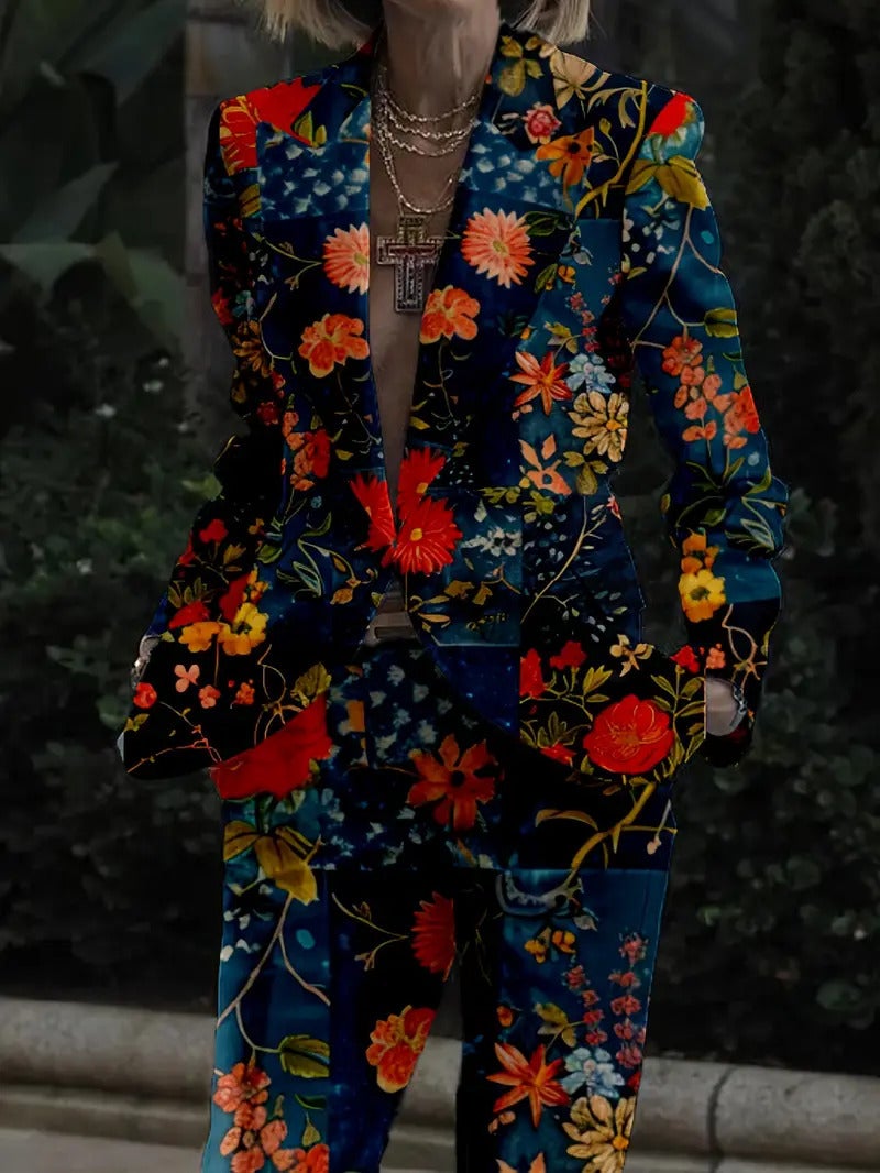 2024 Four Seasons Trend New Casual Flower Covered Suit Long Sleeve Trousers Suit Mr7 Wl008 - Image 3