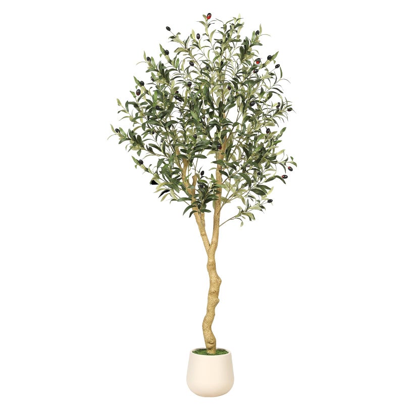 FEELEAD 5ft Faux Olive Tree Artificial Indoor with Planter - Realistic Potted Silk Olive Tree with Natural Looking Trunk, Fake Tree for Home Office Living Room Decor, Weighted Base - Image 1