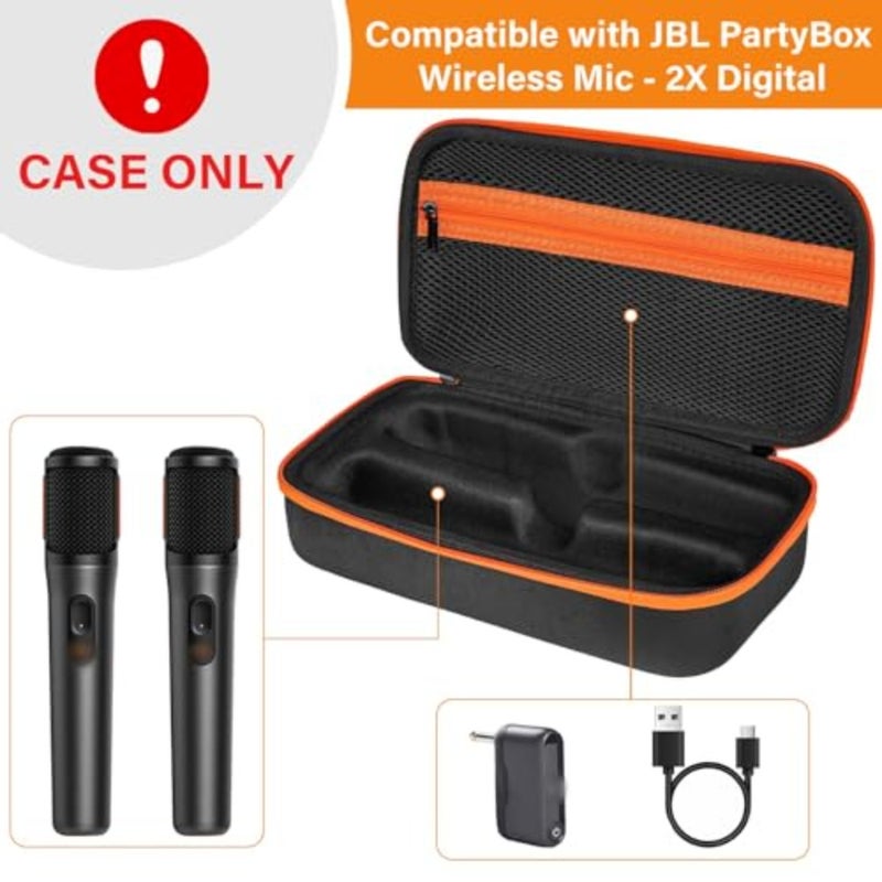 حافظة ميكروفون لاسلكي مزدوج، متوافقة مع نظام Jbl، حقيبة سفر محمولة بميكروفون، حافظة خارجية صلبة للتخزين من مادة إيفا لنمط الشاحن - Image 4