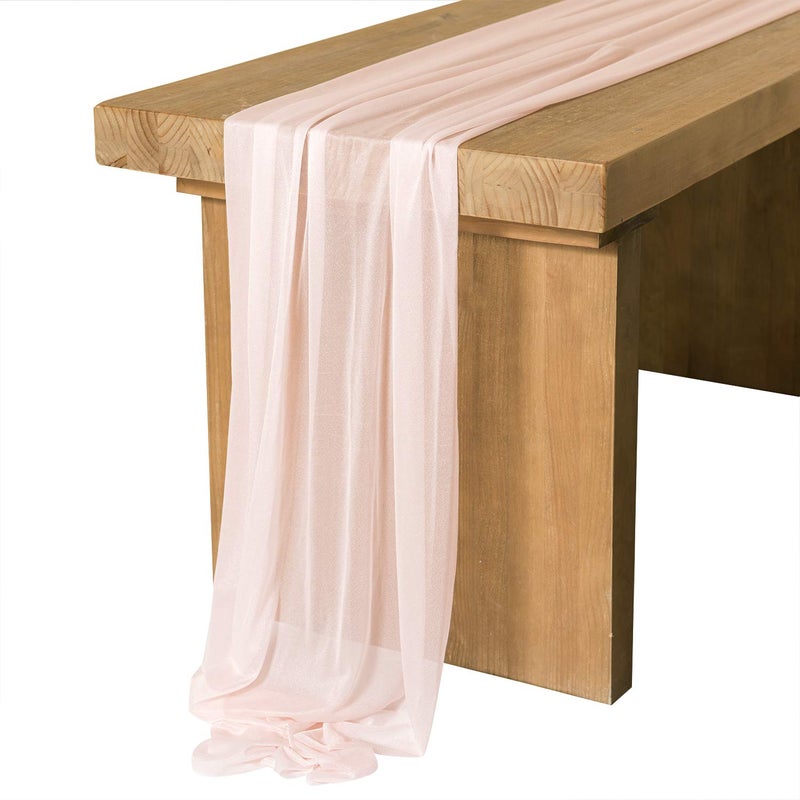 Ling's moment Lings Moment 14Ft Ivory Sheer Extra Long Chiffon Like Table Runner with Silver Sparkle for Rustic Boho Beige Table Runner Wedding Party Bridal Shower Decorations 