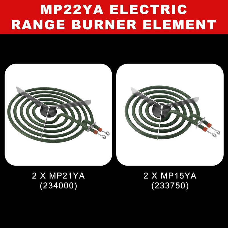 Vypart Stove Element Replacement for Aman.a Whirlpool Ke.nmore Electric Range Burner-MP22YA Electric Range Burner Element Set Includes 2Pcs 8-Inch MP21YA & 2Pc6-Inch MP15YA - Image 2