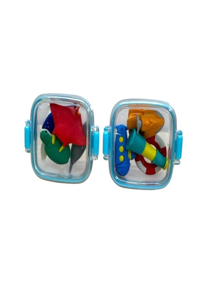 MEGA TREE Different Shape erasers | Ships | Aeroplanes | fire car| Balls | Light House | One Box Contains 4 erasers (SEA Animals) - Image 1