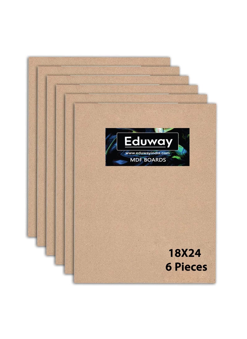 Eduway Eduway A2 MDF Board Board Wood Sheet for Craft Art 18x24 Inch 4mm Thick Pack of 6 Premium Pine Cardboard for Artists Art and Craft Students Hard Cutout in Small and Large Sizes 45x60 cms  - Image 1