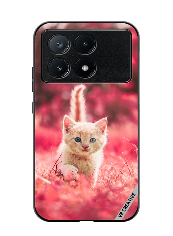 VR CREATIVE Protective Case Cover For Xiaomi Poco X6 Pro Red Blossom Cat Design Multicolour - Image 1