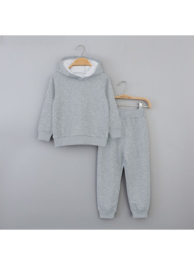 Little Bitty Autumn And Winter Children's New Solid Color Long Sleeved Long Pants Sweatshirt Set, Casual Hooded Pullover - Image 1