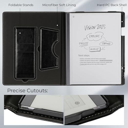 E NET-CASE Case for Remarkable 2 Tablet 10.3 inch (2020 Released) - New Business Design Upgraded Leather Cover for Remarkable 2 Digital Paper with Stand & Pen Holder (Black&Brown) - Image 4