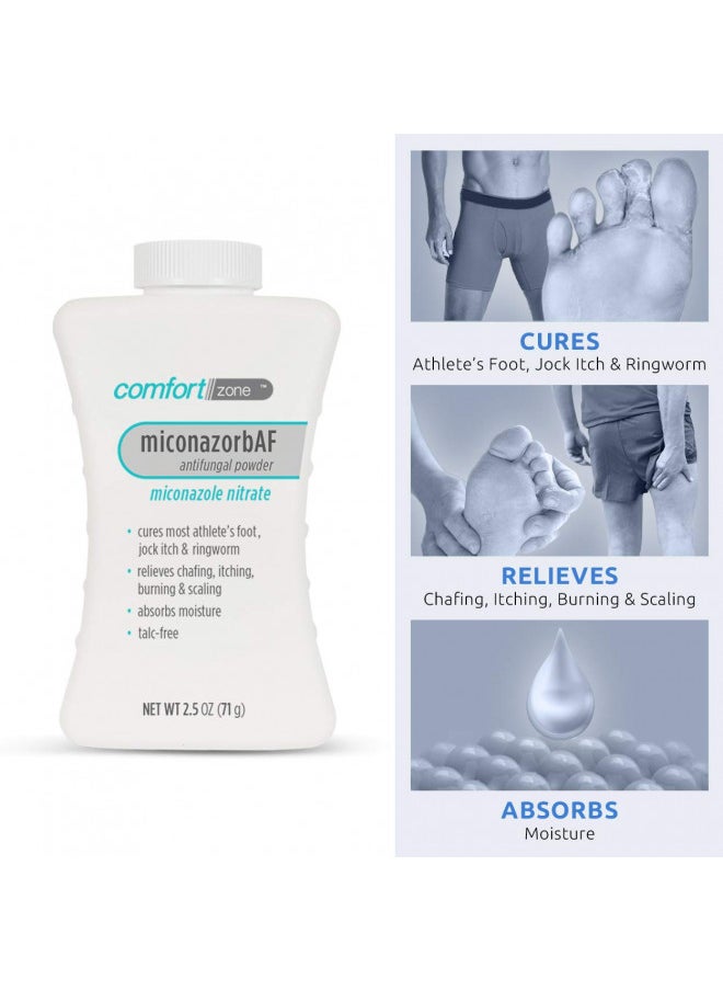 Comfort Zone Comfort Zone Miconazorb Antifungal Powder, Talc-Free, Miconazole Nitrate 2%, For Treatment Of Athlete's Foot, Jock Itch And Ringworm, 2.5oz (71g) (3 Pack)  - Image 5