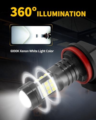 MEALAM 6000K Xenon White H11 H8 LED Fog Lights Bulb Replacement Compatible with 2006 2007 2008 2009 2010 2011 2012 2013 2014 2015 Honda Accord, Pack of 2 - Image 4