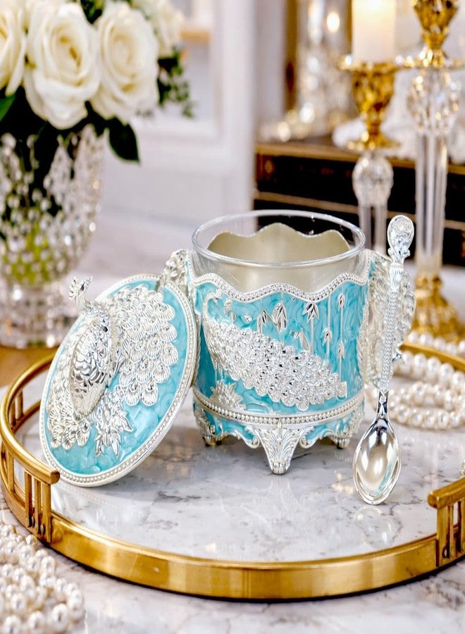 NFI essentials Premium Peacock Design Decorative Sugar Pot with Lid & Spoon, Dry Fruit & Mouth Freshener Container, Serving Jar for Saunf, Sugar, Candy & Spices Decorative Kitchen Tableware - Image 1
