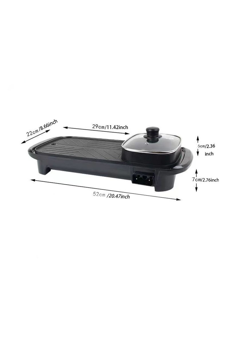 Flushrenic Grill with Hot Pot,Electric 2 in 1 Grill with Hot Pot.Multifunctional indoor Teppanyaki Capacity for 2-5 People,Suitable for families of four, gatherings, parties, and dinners - Image 2