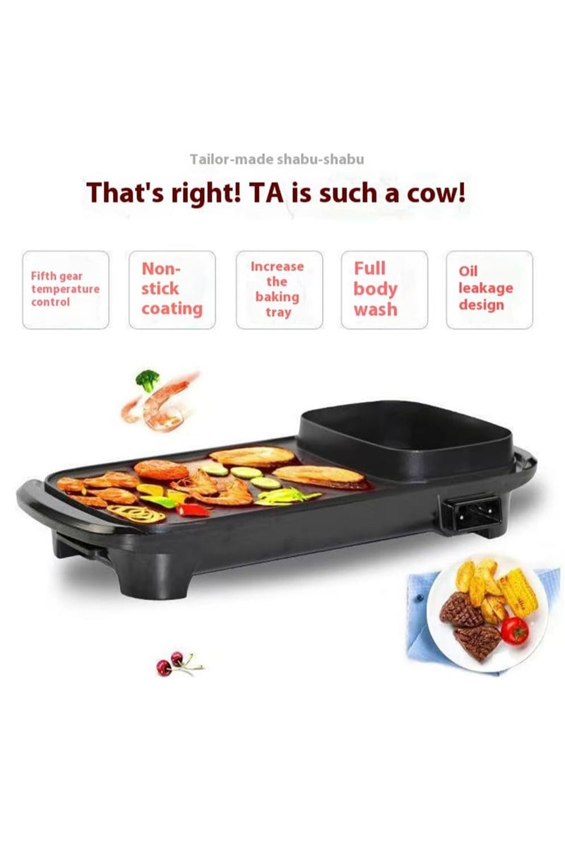 Flushrenic Grill with Hot Pot,Electric 2 in 1 Grill with Hot Pot.Multifunctional indoor Teppanyaki Capacity for 2-5 People,Suitable for families of four, gatherings, parties, and dinners - Image 3