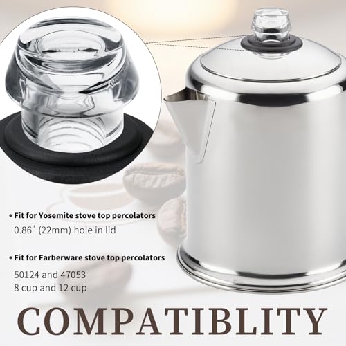 Pulems Coffee Percolator Plastic Knob Top and Washer Rings Compatible with Farberware Yosemite Coffee Percolators, Fit for Farberware Coffee Maker Replacement Parts,Transparent Coffee Percolator Top 2 Sets ﻿ - Image 3