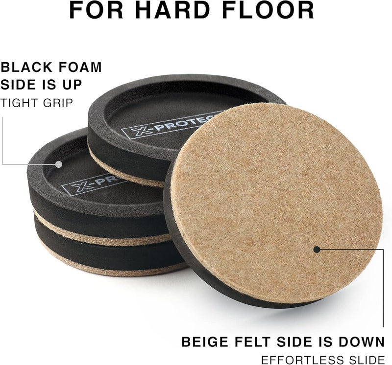 X-Protector Felt Furniture Sliders for Hardwood Floors 8 PCS 4 3/4” - Furniture Slider with Unique Design - Heavy-Duty Furniture Movers for Hard Surfaces - Felt Sliders - Move Your Furniture Easily! - Image 3