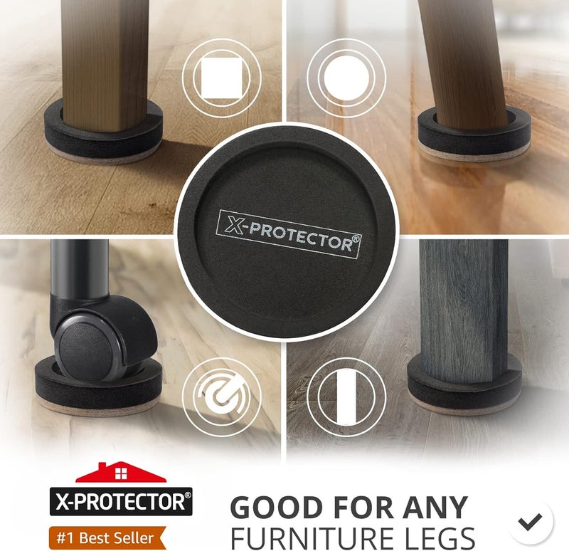 X-Protector Felt Furniture Sliders for Hardwood Floors 8 PCS 4 3/4” - Furniture Slider with Unique Design - Heavy-Duty Furniture Movers for Hard Surfaces - Felt Sliders - Move Your Furniture Easily! - Image 2