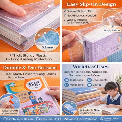 Tusmad Self-Adhesive Book Cover Film [30 Pcs- 3 Different Sizes - 10 Each] Transparent Paper Sticker Book Covers Protective Case Book Biding Cover for School Craft & Office Textbooks - Image 3