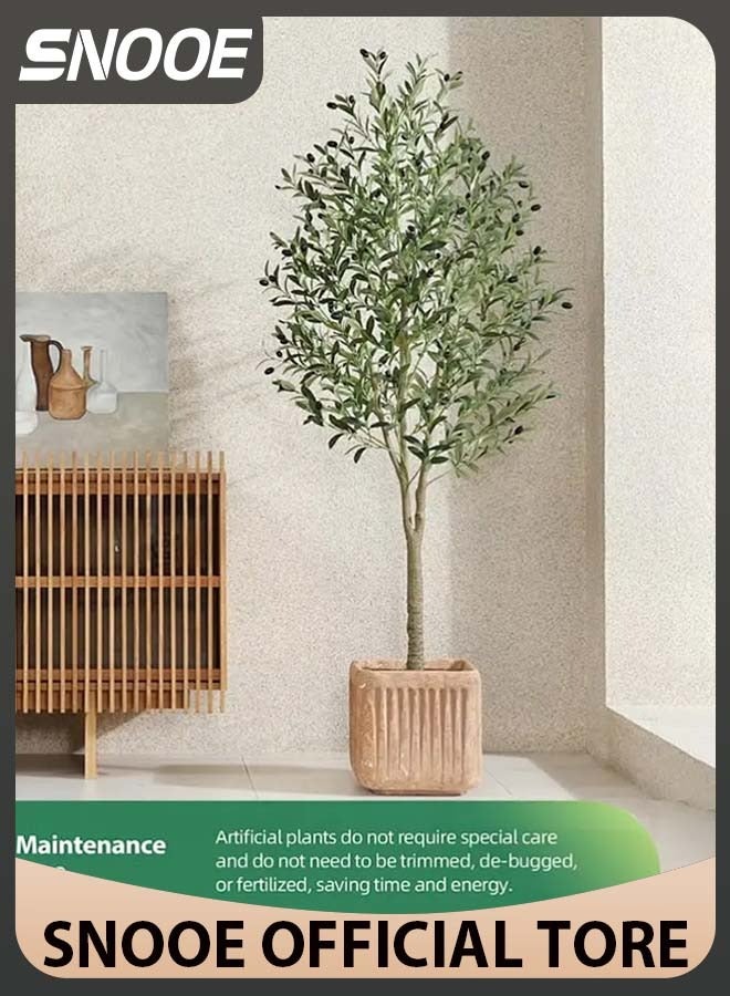 Artificial Olive Tree Plant 6 Feet Fake Topiary Silk Tree, Perfect Faux Plants in Pot for Indoor Outdoor House Home Office Garden Modern Decoration Housewarming