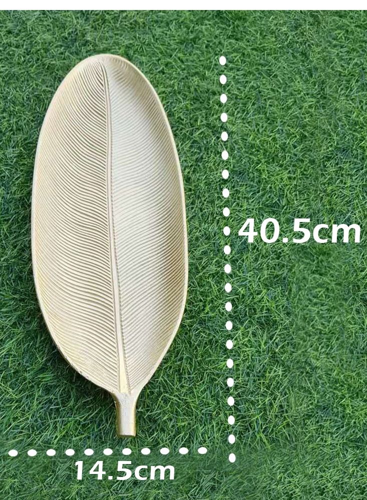 LINGWEI Wooden Leaf Shaped Decorative Plat Wooden Serving Tray  Golden - Image 4