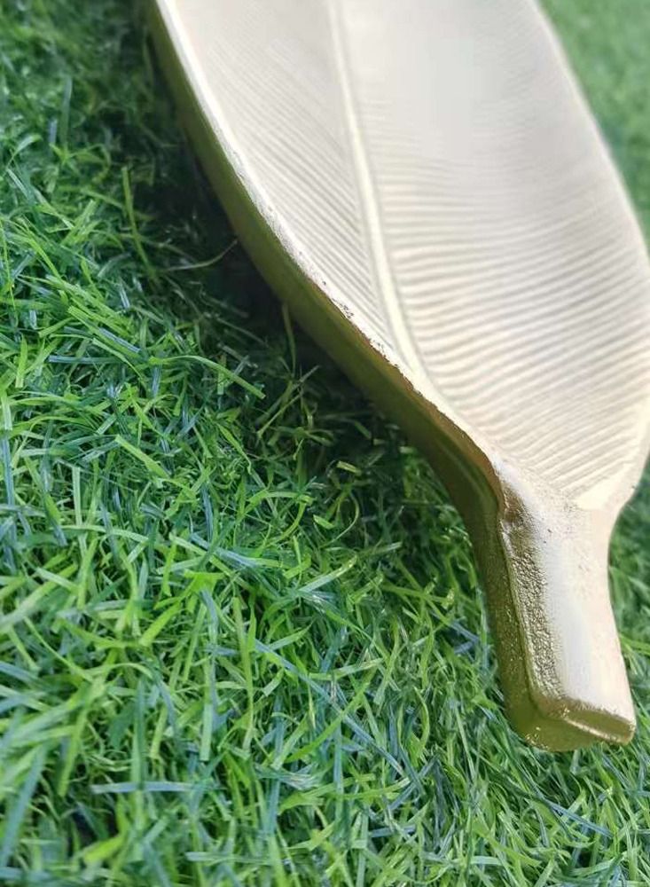 LINGWEI Wooden Leaf Shaped Decorative Plat Wooden Serving Tray  Golden - Image 3