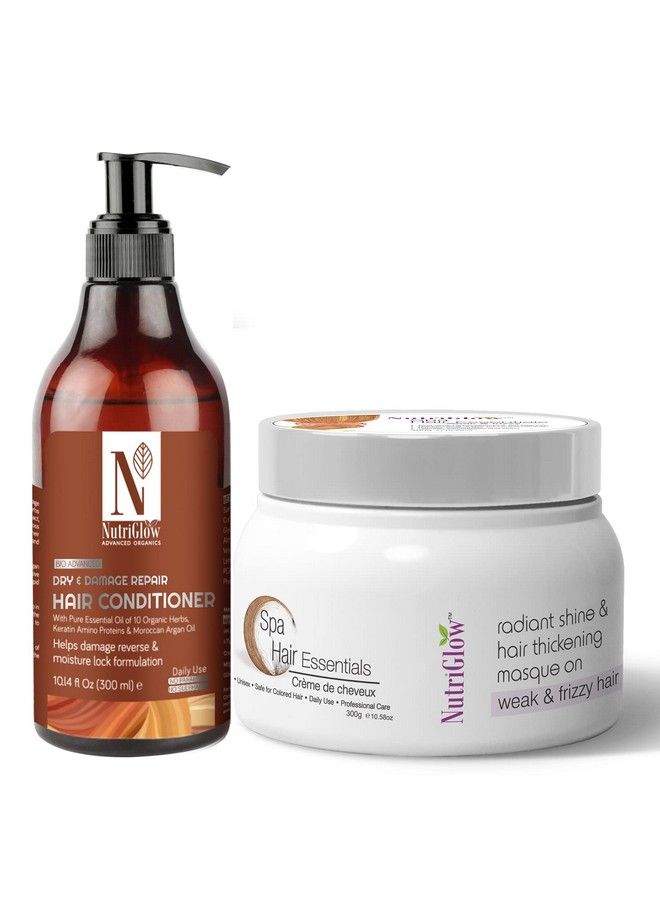 NUTRIGLOW Combo Pack Of 2 Hair Spa Weak & Frizzy (300Gm) And Hair Conditioner (300Ml) For Dandruff;Silky Hair;All Hair Type - Image 1