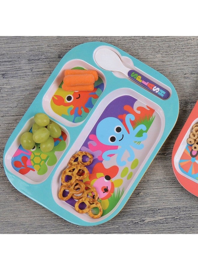 French Bull 11" Kids Everyday Tray - Divided Tray and Spoon Set, Ocean Animals (74412) - Image 2